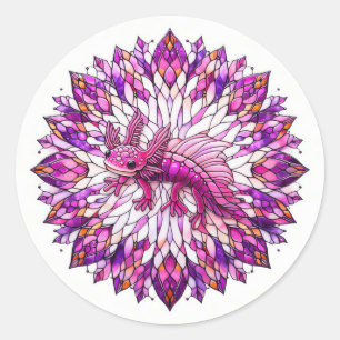 Lila rosa Axolotl Runder Aufkleber