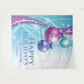 Lila Rosa Bälle Schneeflocken Weihnachtsgrüße Wandteppich (Vorderseite (Horizontal))