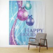 Lila Rosa Bälle Schneeflocken Weihnachtsgrüße Wandteppich (Beispiel)