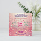 Lila Rosa Beerenkarte Imitate Glitzer Einladung (Stehend Vorderseite)