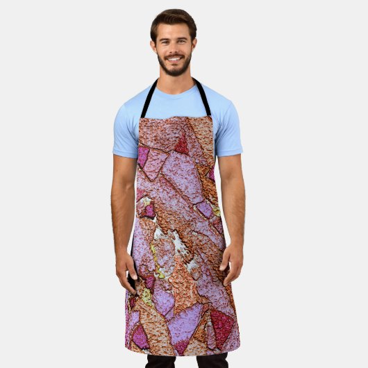 Lila rosa bemalte Vulkansteine zeichnend Schürze (Getragen)