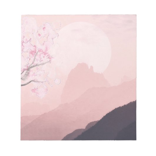 Lila Rosa Berge und Sonnenhorizont  Notizblock (Vorderseite)