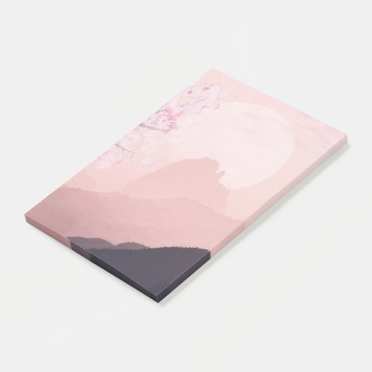 Lila Rosa Berge und Sonnenhorizont Post-it Klebezettel (angewinkelt)
