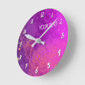Lila rosa bezaubernder Elefant-personalisierte Runde Wanduhr (Winkel)