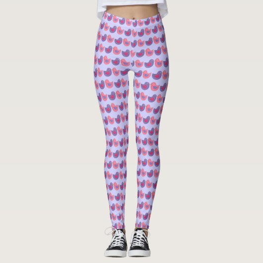Lila Rosa Bird Lovebird Tierdrucktaube Liebe Leggings (Vorderseite)
