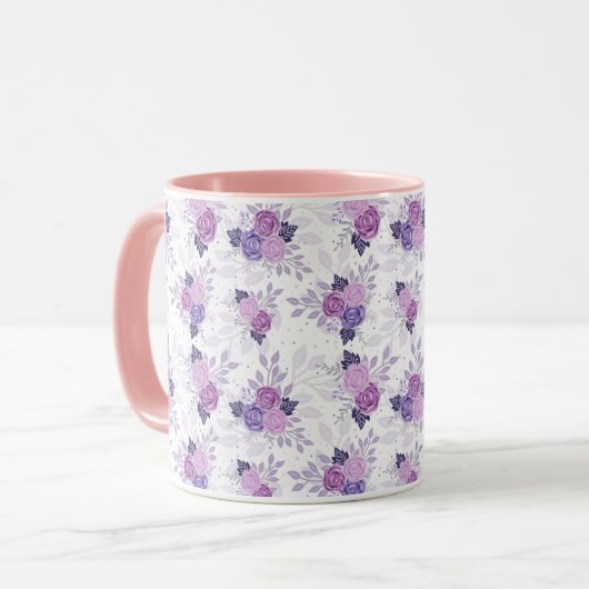 Lila rosa Bläschen Hübsch Tasse (Vorderseite Links)