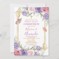 Lila Rosa Bläsergoldkreuz Erste Heilige Kommune