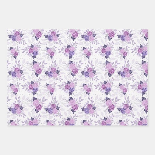 Lila Rosa Bläserner Elegant Feminine Blume Geschenkpapier Set (Vorderseite 2)