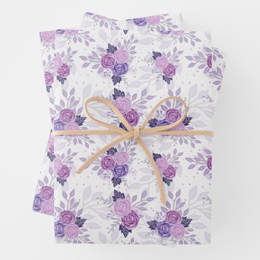 Lila Rosa Bläserner Elegant Feminine Blume Geschenkpapier Set (Beispiel)