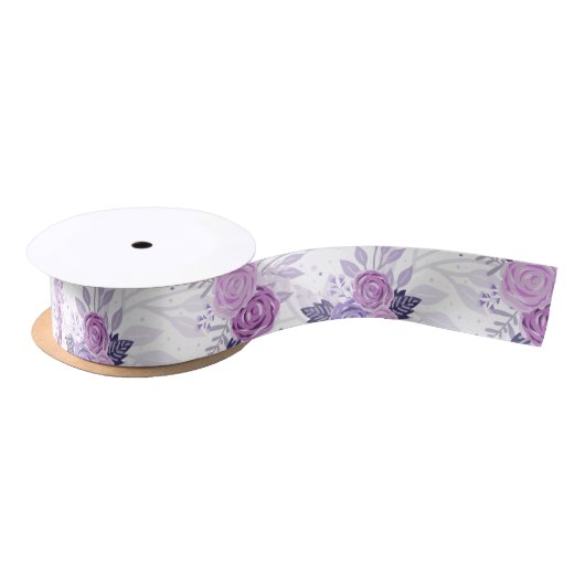 Lila Rosa Bläserner Elegant Feminine Blume Satinband (Spule)