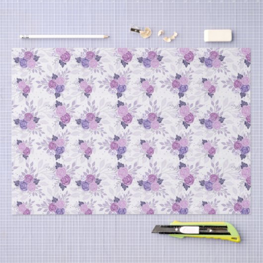 Lila Rosa Bläserner Elegant Feminine Blume Seidenpapier (Handwerk)