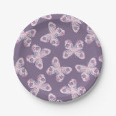 Lila Rosa Bläserschmetterling Gemustert Babydusche Pappteller (Vorderseite)