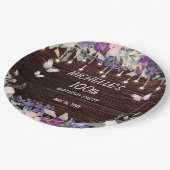 Lila Rosa Bläserschmetterling Rustikaler 100. Gebu Pappteller (Schrägansicht)