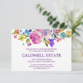 Lila Rosa & Blau Blume Hochzeitskarte Begleitkarte (Stehend Vorderseite)