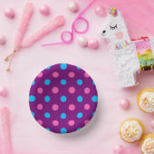 Lila Rosa Blau Punkte Muster Pappteller (Party)