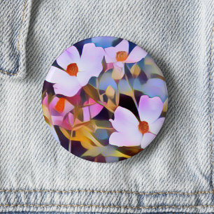 Lila Rosa Blau Schönes Florales Button