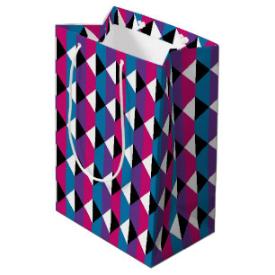 Lila, rosa, blau, schwarz und weiß Diamant Mittlere Geschenktüte