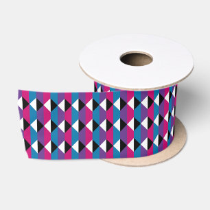Lila, rosa, blau, schwarz und weiß Diamant Satinband