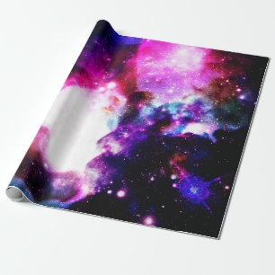 Lila Rosa Blaue Galaxie Nebel Geschenkpapier