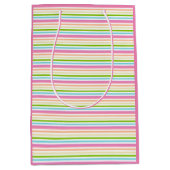 Lila rosa, blaue, gelbe Streifen Mittlere Geschenktüte (Vorderseite)