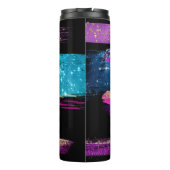 Lila rosa blaue Glitzer Sterne Pinselstriche Name Thermosbecher (Rückseite)