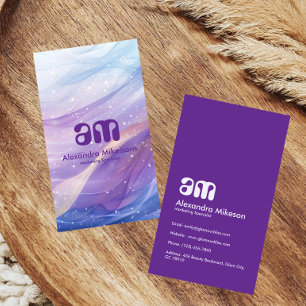Lila Rosa Blaue Holografische Wellen Visitenkarte