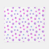 Lila rosa blaue Paw-Druckmuster Fleecedecke (Vorderseite (Horizontal))