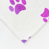 Lila rosa blaue Paw-Druckmuster Fleecedecke (Ecke)