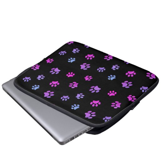 Lila rosa blaue Paw-Druckmuster Laptopschutzhülle (Vorne Knopf)