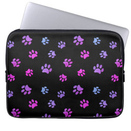Lila rosa blaue Paw-Druckmuster Laptopschutzhülle