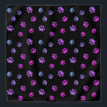 Lila rosa blaue Paw-Druckmuster Schwarz Halstuch<br><div class="desc">Zeigen Sie,  wie viel Sie Tiere mit dieser niedlichen und mädchenhaft lila,  rosa und blauen Pfoten Druck gemustert bandana. Wetten Sie,  dass Ihr Haustier es auch anziehen wird!</div>