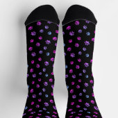 Lila rosa blaue Paw-Druckmuster Schwarz Socken (Oben)