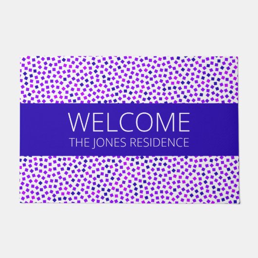 Lila-rosa-blaue Stippelmuster-Mustername Fußmatte (Vorderseite)