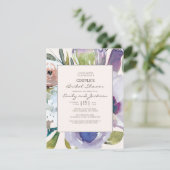Lila rosa blaues Blumenkuchen Brautparty Einladung (Stehend Vorderseite)