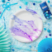 Lila-rosa-blaues Granitmuster aus weißem Marmor Pappteller (Party)