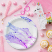 Lila-rosa-blaues Granitmuster aus weißem Marmor Pappteller (Party)