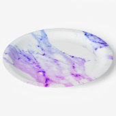 Lila-rosa-blaues Granitmuster aus weißem Marmor Pappteller (Schrägansicht)
