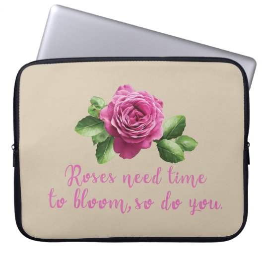 lila-rosa-blühende Rose Laptopschutzhülle (Vorderseite)