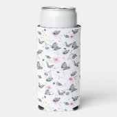 lila Rosa Blume Blauer Schmetterling Sommermuster Selters Dosenkühler (Seltzer Vorderseite)