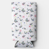 lila Rosa Blume Blauer Schmetterling Sommermuster Selters Dosenkühler (Vorderseite)