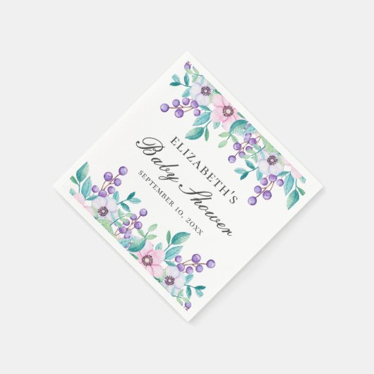 Lila rosa Blume. Blütendusche Serviette (Ecke)