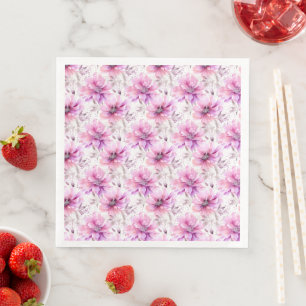 Lila rosa Blume Frühjahrsmuster Serviette