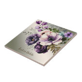 Lila Rosa Blume Goldene Elegante Fliese (Seite)