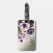 Lila Rosa Blume Goldene Elegante Gepäckanhänger (Rückseite vertikal)