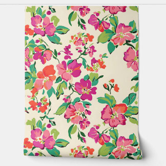 Lila\rosa Blume, grüne Blätter Tapete