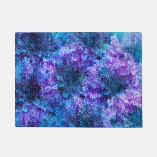 Lila rosa Blume Muster digitale Designkunst Fußmatte (Vorderseite)