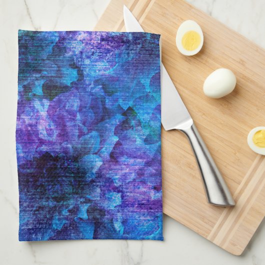 Lila rosa Blume Muster digitale Designkunst Handtuch (Viertel Falte)