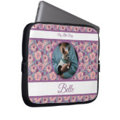 Lila rosa Blumen & Banner mit Name/ Phrase Laptopschutzhülle (Vorne Rechts)