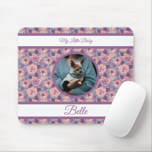 Lila rosa Blumen & Banner mit Namen/Phrase Mousepad