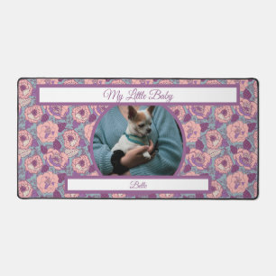 Lila Rosa Blumen & Banner mit Namen/Phrase Schreibtischunterlage